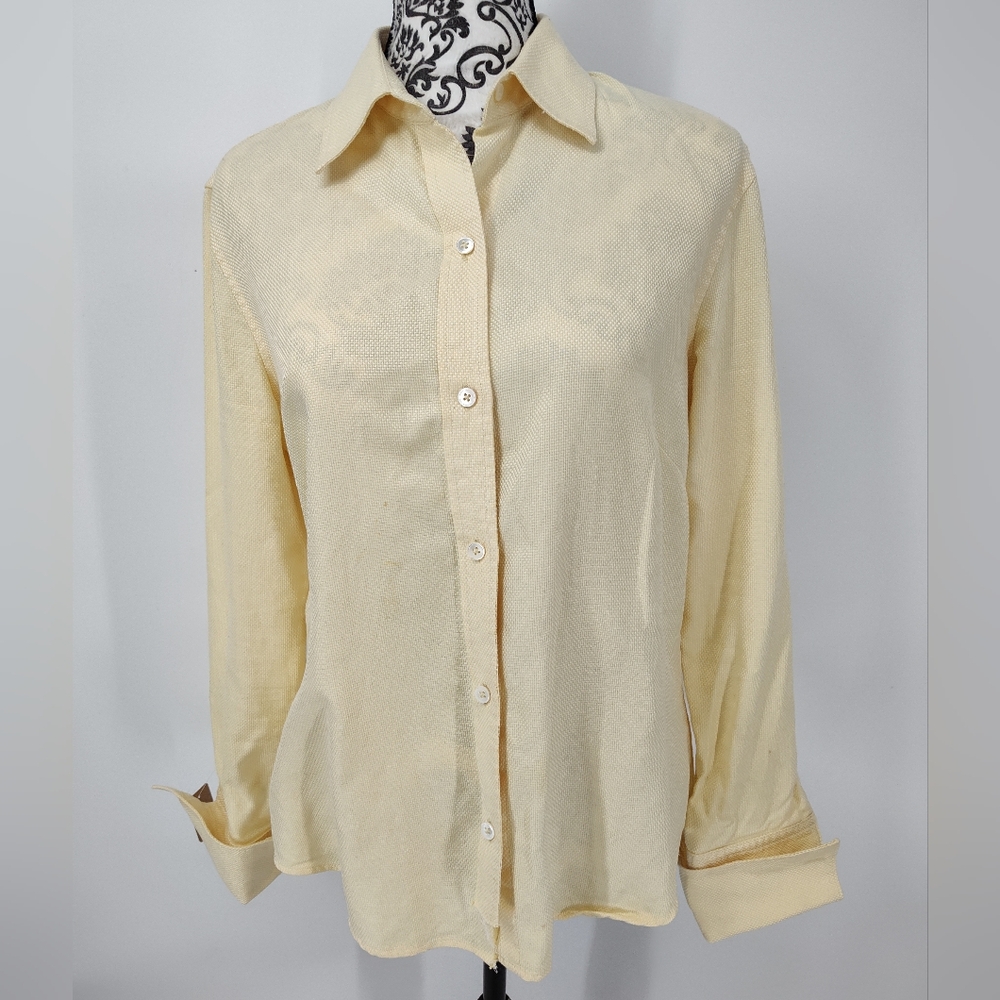 Banana Republic Women's Yellow Button Down Shirt Size Large